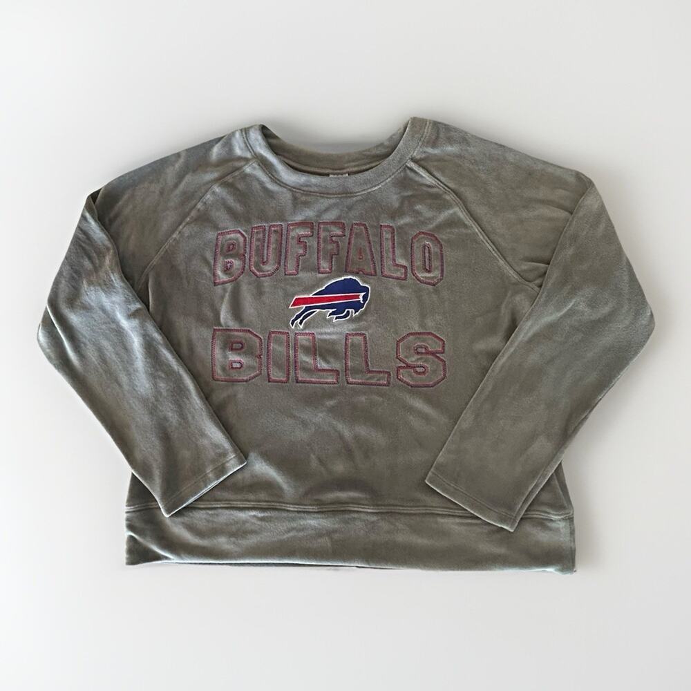 NFL Team Apparel Buffalo Bills Velour Sweatshirt Women Med Lounge Sleepwear Top